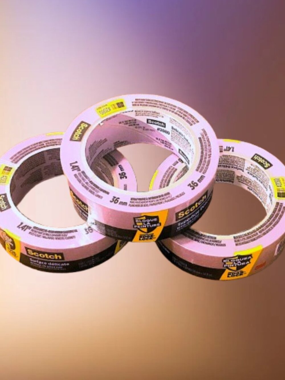 Scotch Delicate Surface Painters Tape, 1.41 in (36 mm) in x 60 yd, Lot of 3 roll